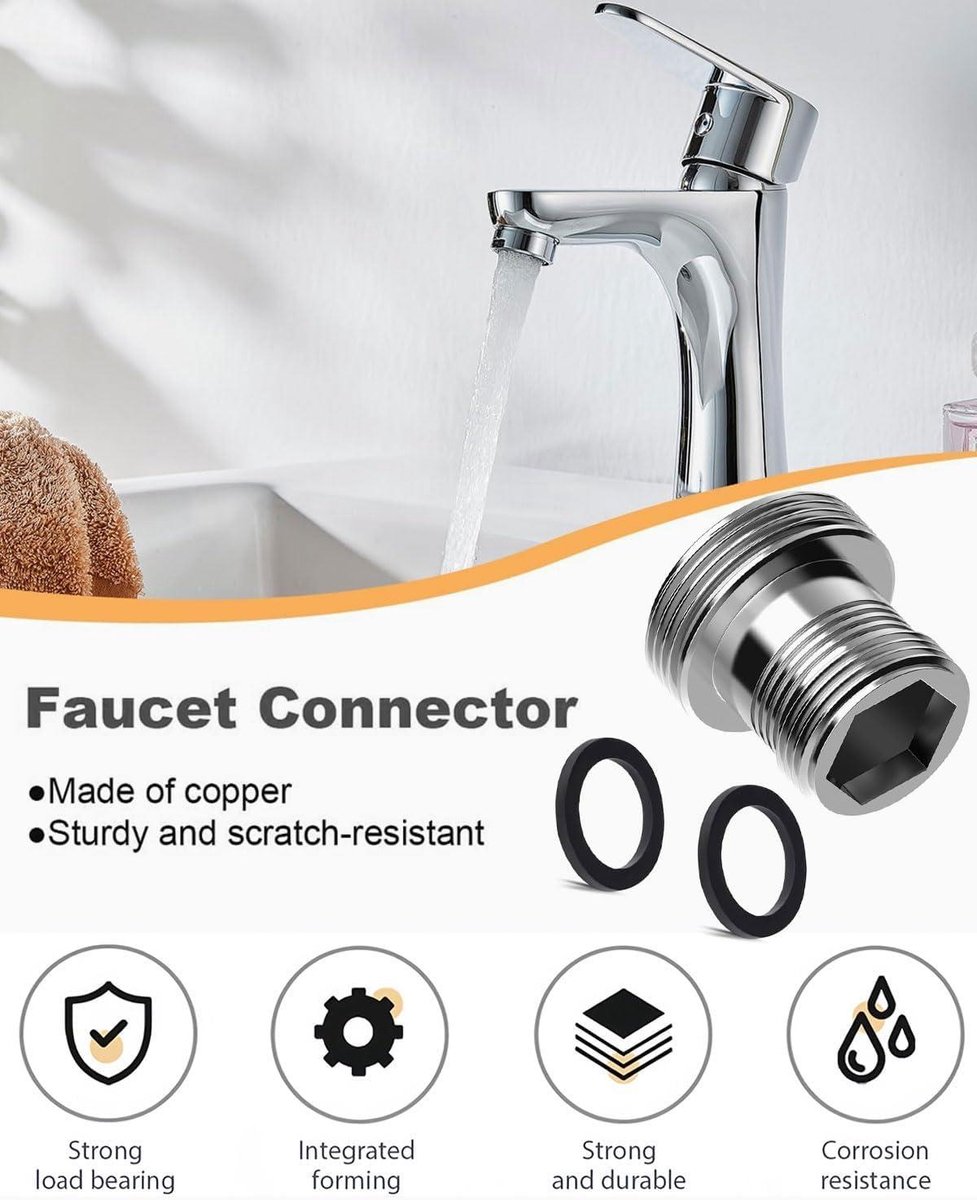 winbest 4 stuks kraanadapters, schroefdraadadapter voor buitendraad M18 en M22, kraan beluchter aansluiting voor wastafel keuken beluchter waterfilter