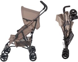 Cabino Buggy Plooibuggy – Lichtgewicht en Makkelijk Inklapbaar Wandelwagen met Meerdere Verstelbare Standen Rugleuning (Vanaf 6 Maanden Tot 22 kg) Met grote Boodschappenmand - Taupe