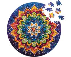 Milliwood - PH660 Houten Puzzel XS Mandala Nachtbloem | 3D Puzzels bouwpakket | Hobby Speelgoed voor kinderen & volwassenen | Wanddecoratie Woonkamer | 100 stukjes Ø20cm | In luxe geschenkdoos | cadeau voor haar