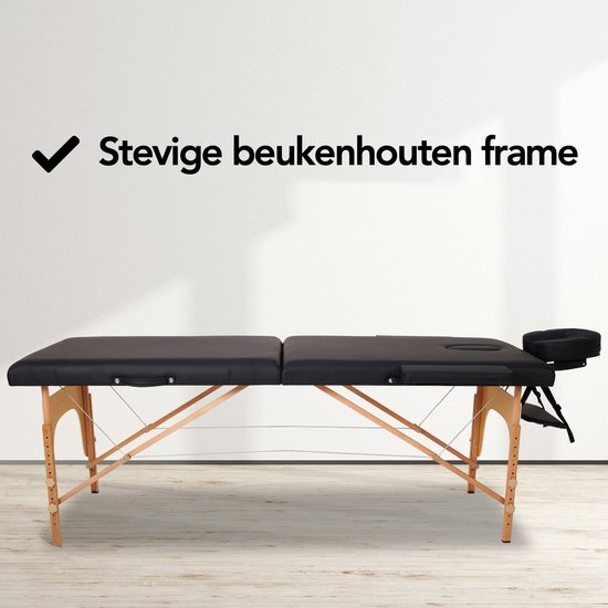 Brixy Massagetafel - Inklapbaar - 250KG Draagvermogen - 8 Hoogtestanden - Incl. Opbergtas - Behandeltafel - Zwart