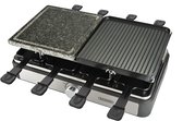 Bourgini Gourmet Raclette Stone Grill Plus - 8 personen - Regelbare thermostaat - Afneembare en omkeerbare grillplaten - Inclusief 8 pannetjes en houten spatels