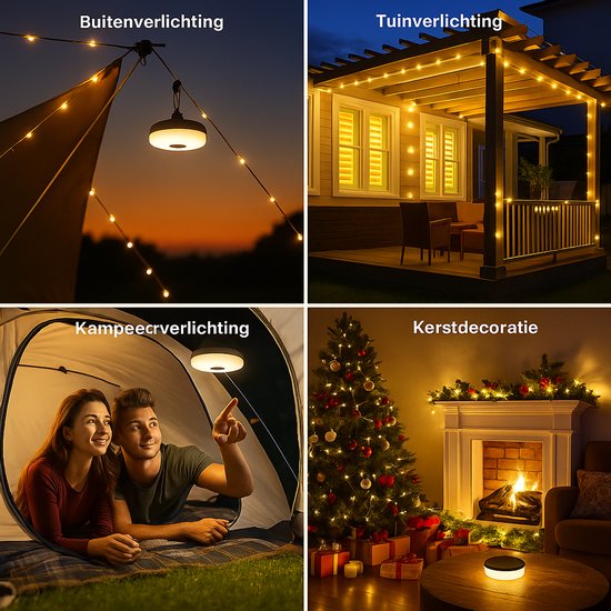 Best Active Camping Lichtsnoer - 10 Meter - IPX4 Waterdicht - Oprolbaar - Oplaadbaar - Warm Wit Licht - Verlichting Buiten Slinger - Lampjes - Kampeerlamp - Tentlamp - Campinglamp - Tuinlamp - Tuinverlichting van Best Active — afbeelding 3