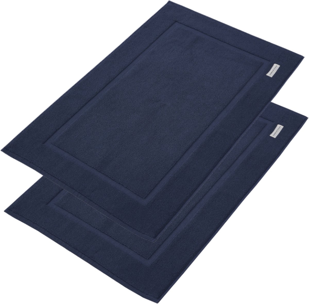 L&G - Badkamermat - set van 2 - Badmat 50 x 80cm - Badmatten - 1000 gsm - Badmat katoen- Badmat Luxe - Blauw