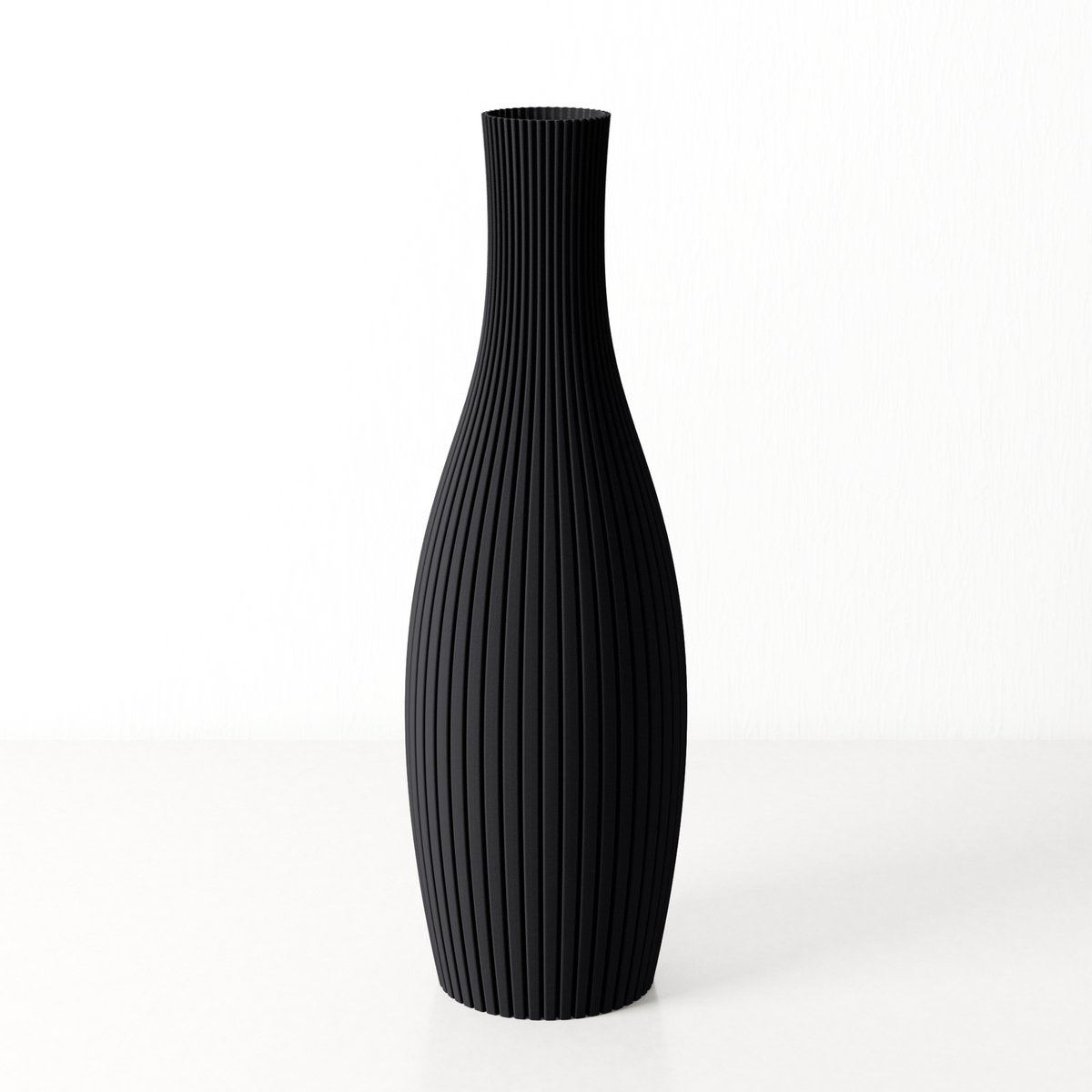 Fleuriek Smalle Hoge Vaas - Zwart - H40 cm - Dunne Japandi Vaas - Minimalistische designvaas - Decoratieve vaas vensterbank of tafelvaas