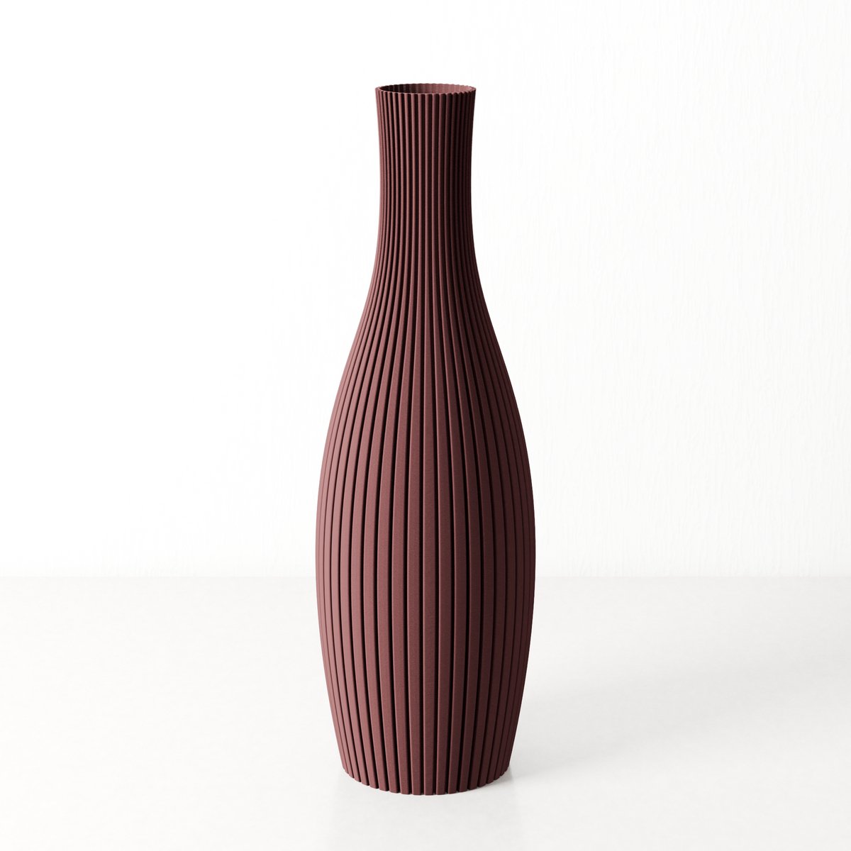 Fleuriek - Smalle Hoge Vaas - Bordeaux rood - H40 cm - Dunne Japandi Vaas - Minimalistische designvaas - Decoratieve vaas vensterbank of tafelvaas