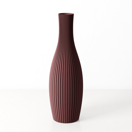 Fleuriek - Smalle Hoge Vaas - Bordeaux rood - H40 cm - Dunne Japandi Vaas - Minimalistische designvaas - Decoratieve vaas vensterbank of tafelvaas