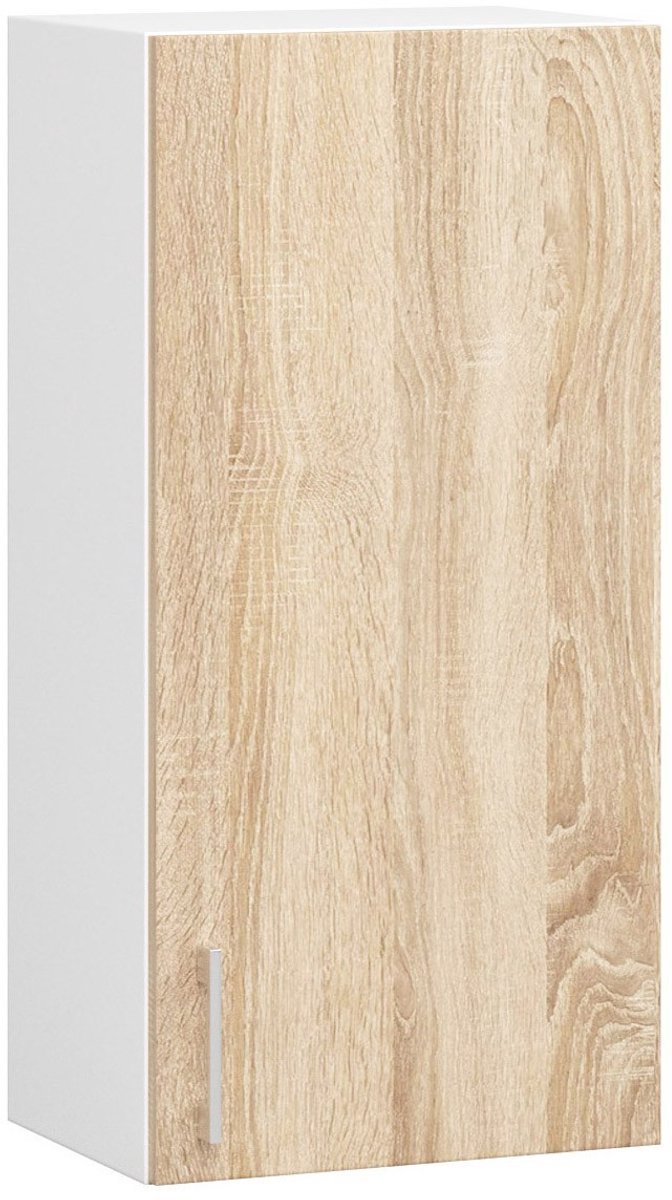 Keukenkast modulaire LIMA W40 met 1 Deur / Hangkast / Bovenkast / AKORD Furniture Factory / Wit - Sonoma Eik / 40 x 72 x 30,5 cm