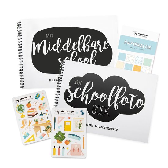 Schoolfotoboek pakket - Invulboekpakket - Basisschool en Middelbare school - Invulboeken met stickers en papierblok