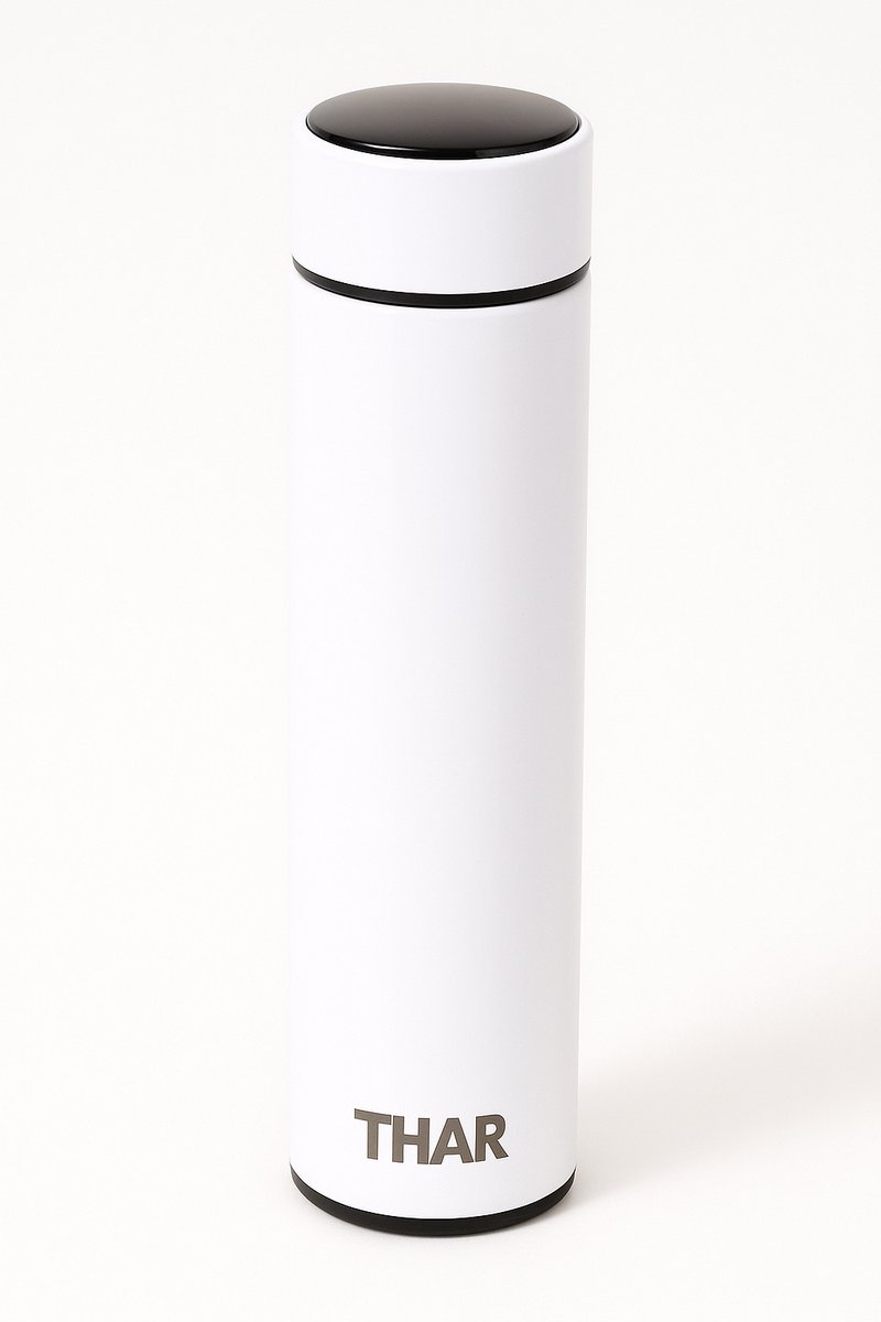 THAR Slimme Thermosfles 500ml – LCD Display & Dubbelwandig - Wit