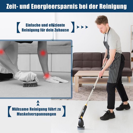 Elektrische Reiniger met 7 Verwisselbare Borstelkoppen en Verstelbare Handgreep voor Badkamer, Keuken en Auto van Merkloos	 — afbeelding 3