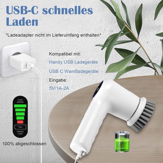 Draadloze elektrische reinigingsborstel met verwisselbare borstelkoppen voor diepe reiniging van tegels, voegen, en vloeren van Merkloos	 — afbeelding 5