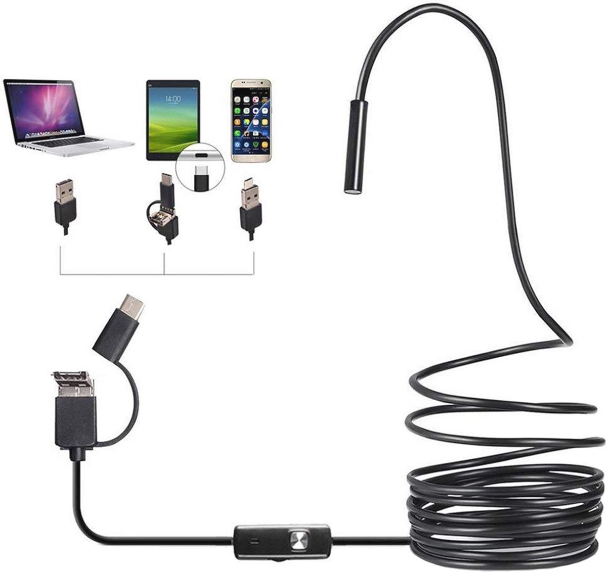 3-in-1 Type-C USB Inspectiecamera - Endoscoop met 6 LED Verlichting
