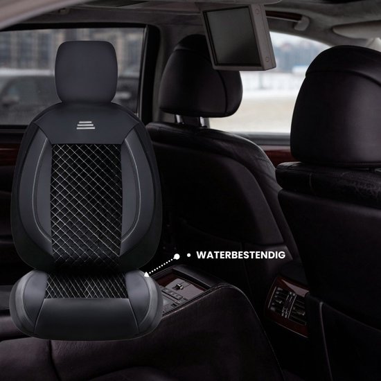 Housses de siège de voiture pour Volkswagen Passat CC 2008-2016 | Sièges avant et arrière | AIS AIF103 | Zwart avec coutures blanches