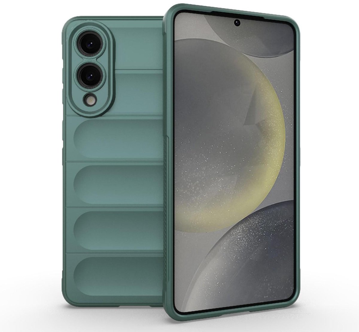 Mobigear Hoesje geschikt voor Samsung Galaxy S25 Edge Telefoonhoesje Flexibel TPU | Mobigear Bumpy Backcover | Galaxy S25 Edge Case | Back Cover - Groen