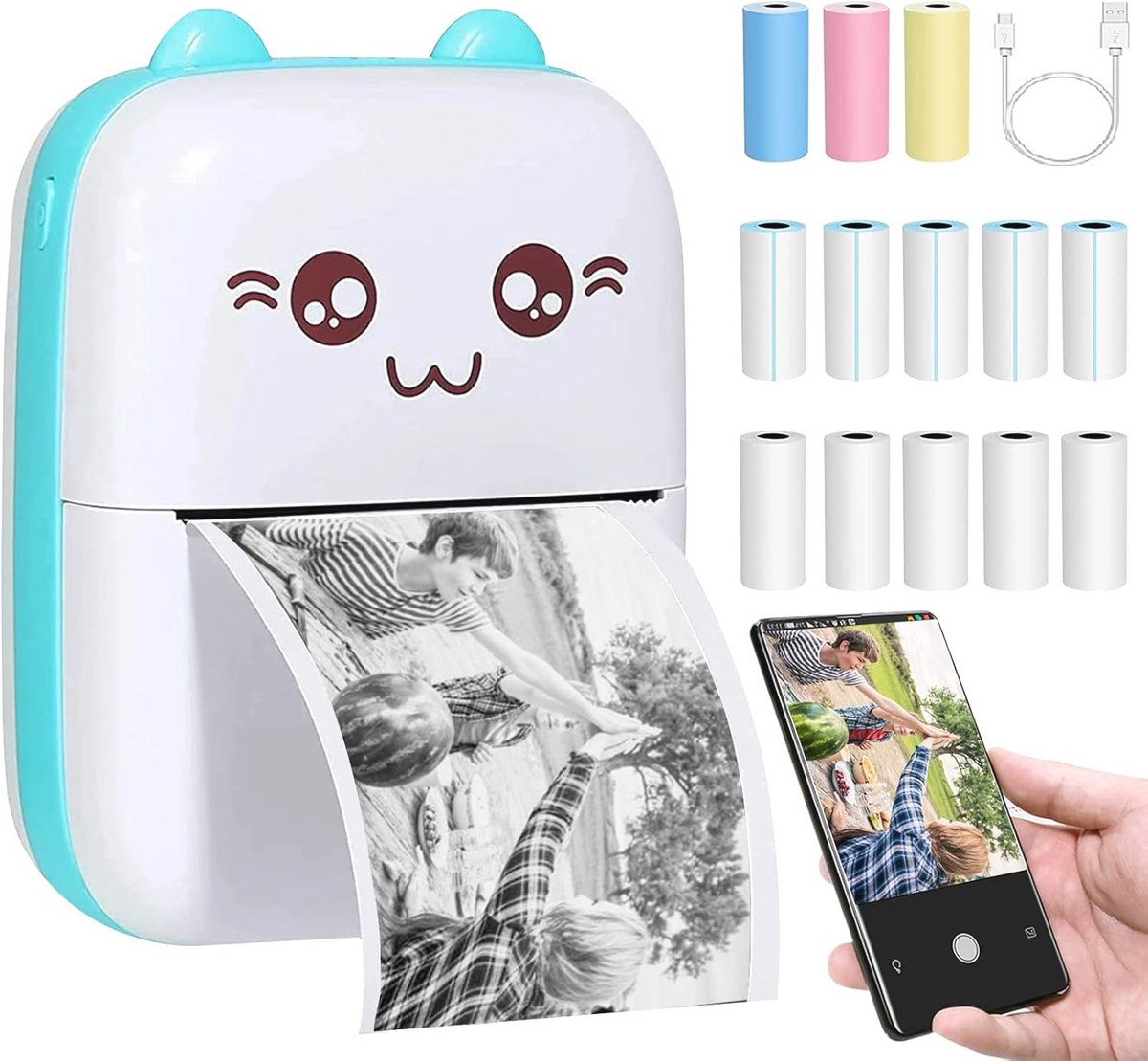 Draagbare Mini Fotoprinter met Thermisch Papier - Bluetooth Afdrukken voor Smartphone