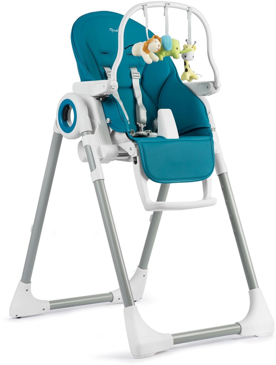 Kinderstoel met tafel, Belo ligstoel, donkerblauw + speelgoedstang