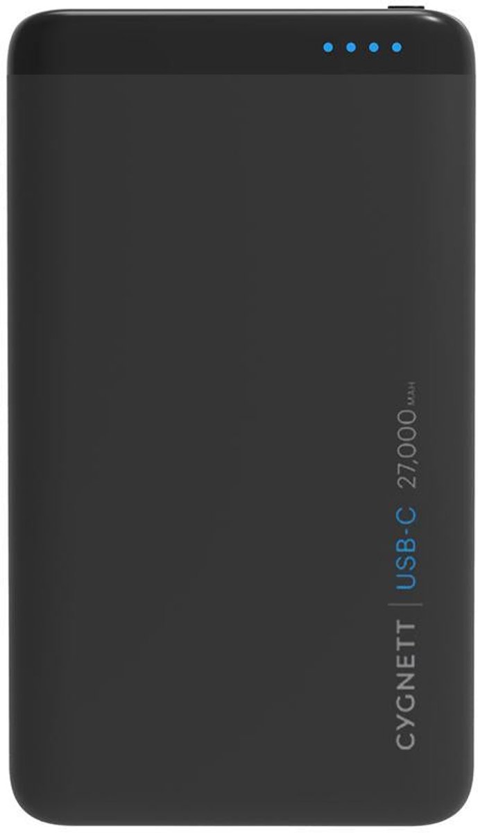 Cygnett Powerbank ChargeUp Pro 27.000 mAh - USB-C en USB 2.0 aansluitingen - 3 apparaten tegelijk opladen - Zwart