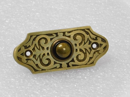 Deurbel uit oud messing - platte deurbel