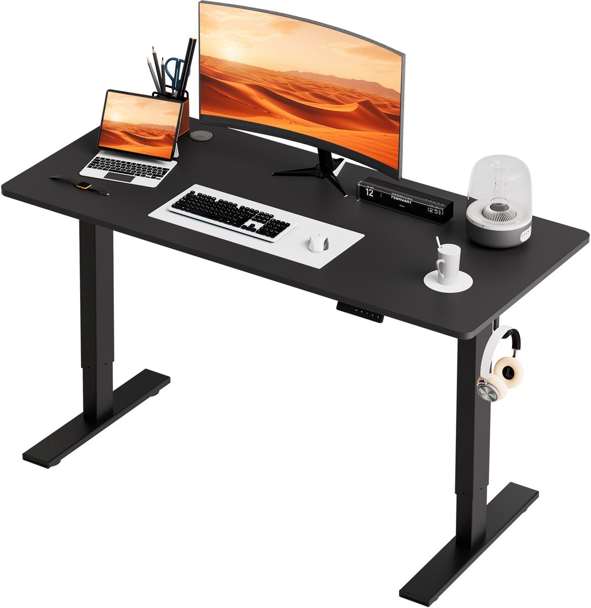 Zit-sta bureau 110 x 60 cm - Elektrisch in hoogte verstelbaar 70-117 cm - Anti-botsingstechnologie thumbnail 5