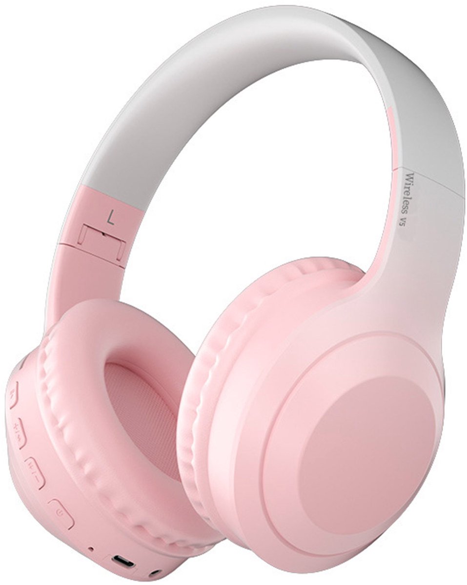 KINSI Draadloze Bluetooth Hoofdtelefoon met Macaron Kleuren - Stereo Surround Sound & Kristalhelder Geluid | Bedraad/Draadloos 2-in-1 | Noise Cancelling & Lange Batterijduur