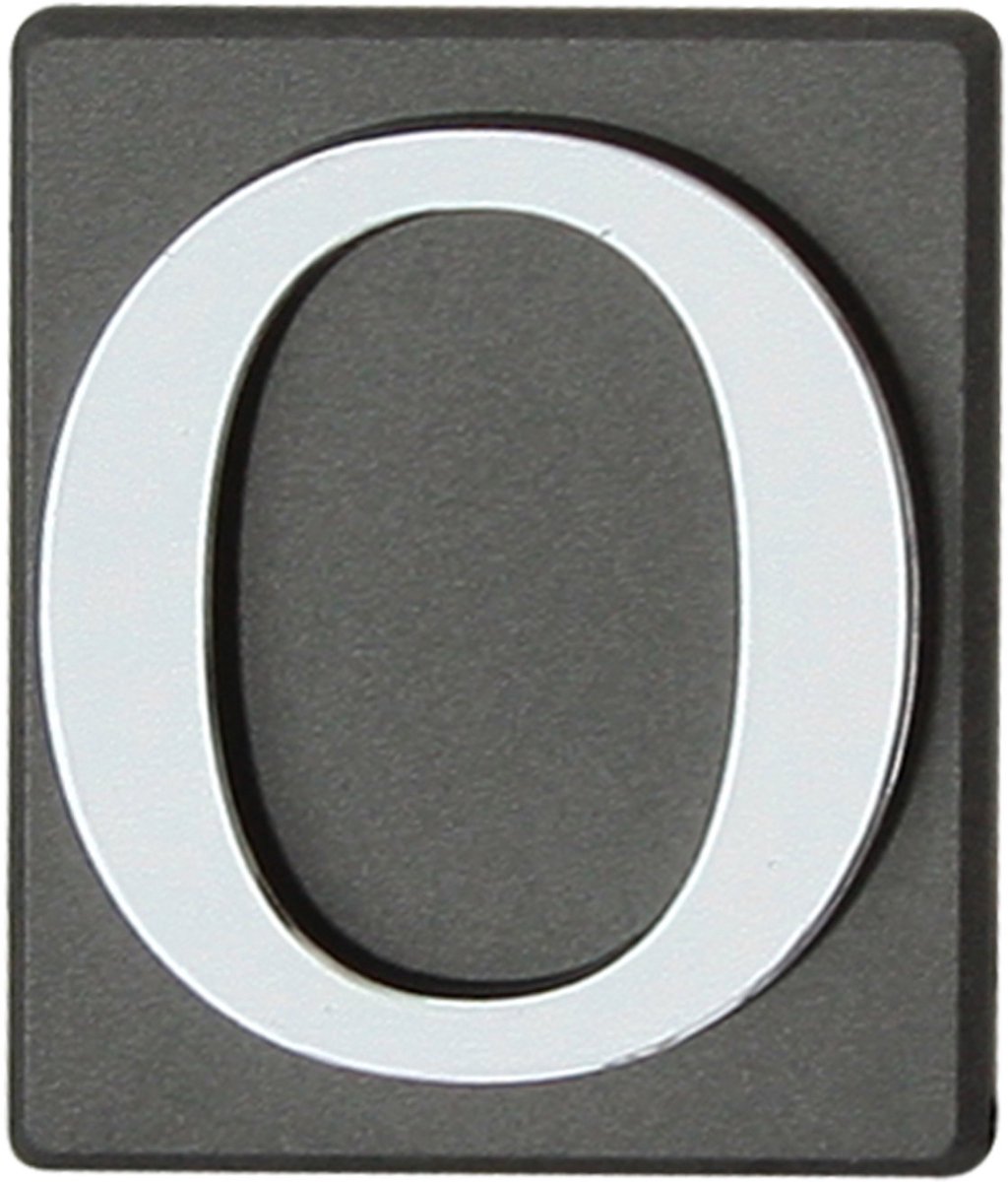 Domino® Deurnummer Zelfklevend INV - "0" - Grafiet - Woonhuisnummer Hotelkamernummer 40x47mm - Huisnummer Brievenbus Adresnummer Stickers - Huisnummerplaatje - Deur en Kamernummer - Lockernummer