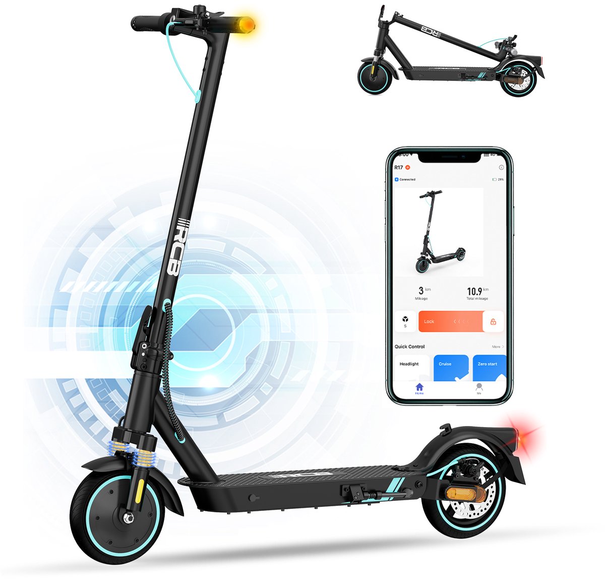 RCB Elektrische step voor Volwassenen | Electric scooter |Opvouwbare E-step | 4 versnellingen | 25 km/u | LCD | Met App & Nederlandse Handleiding