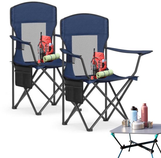 Hauki Oversized Opvouwbare Campingstoel Set van 2, Kaki, Visstoel Met Bekerhouder & Draagtas, Tot 150 Kg, Gewatteerde Opvouwbare Stoel, Draagbare Visstoel