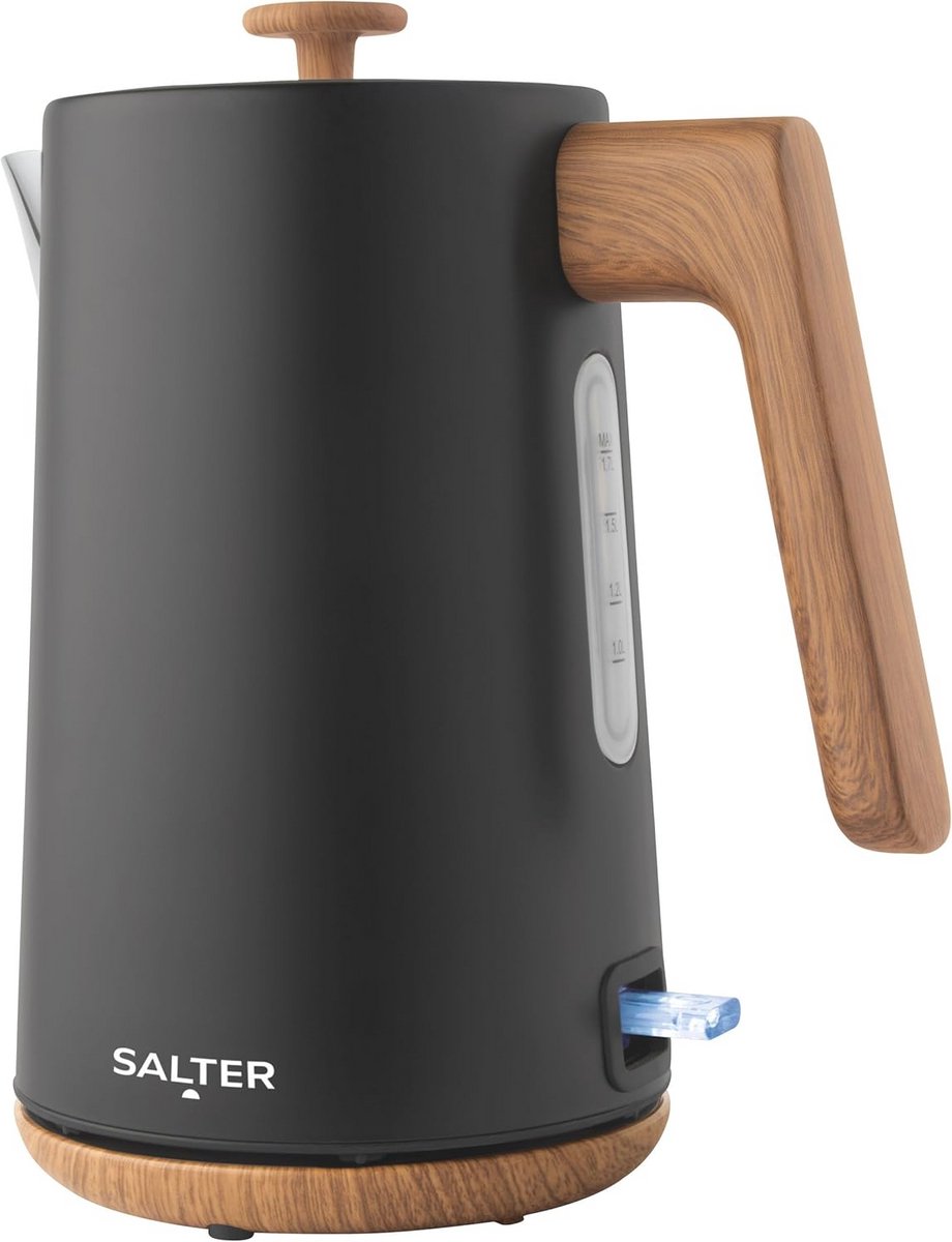Snelkokende 1.7L Waterkoker - 3KW | Snoerloos, 360° Basis, Kalkfilter, Droogkooksensor, Automatische Uitschakeling, Waterniveau-indicator, Matte Zwart