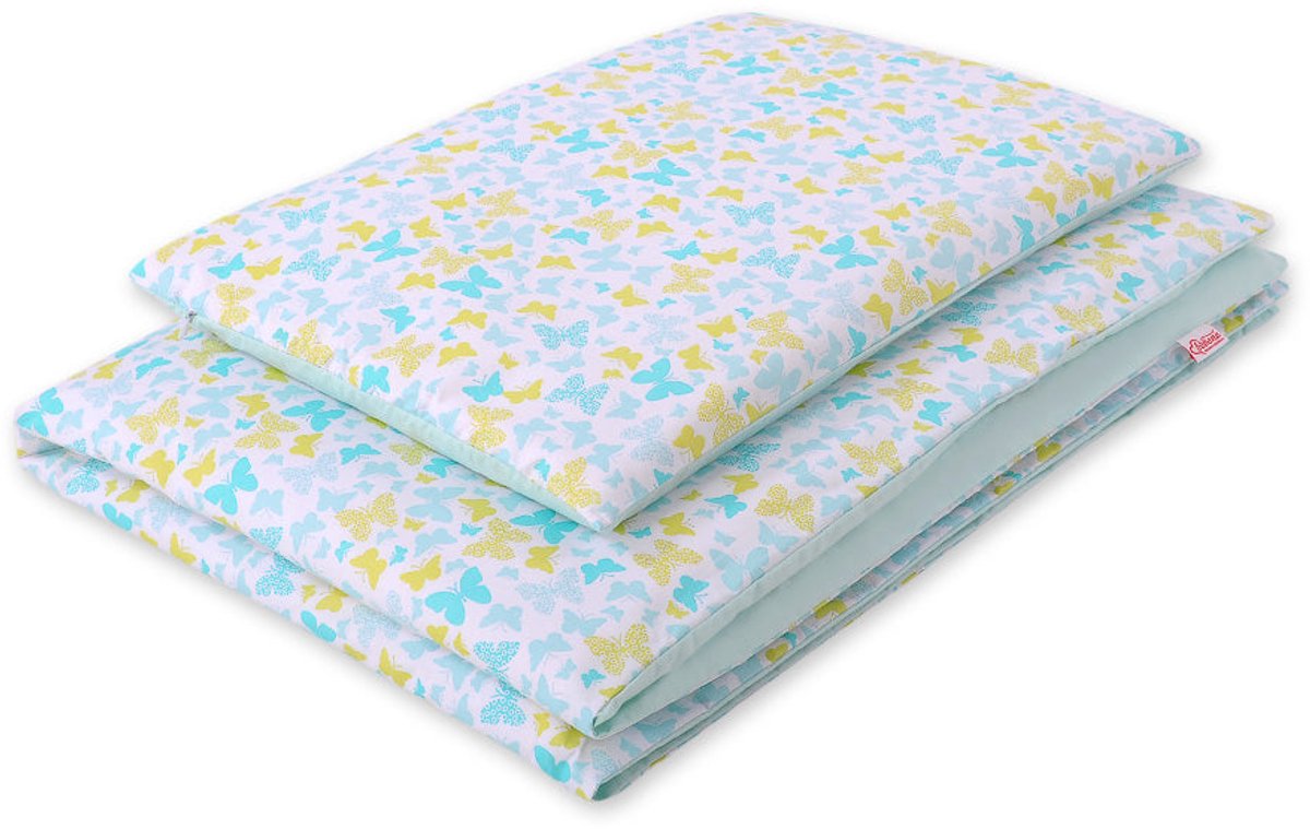 Baby katoenen beddengoedset 2-delig 135x100 cm - blauwe vlinders