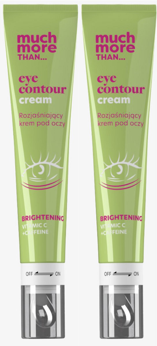 Hiskin Much More Oogcrème - Verhelderend en Verstevigend - Tegen Donkere Kringen en Zwellingen - Met Vitamine C Cafeïne en Peptiden - Inclusief Metalen Applicator - 2 x 18ml