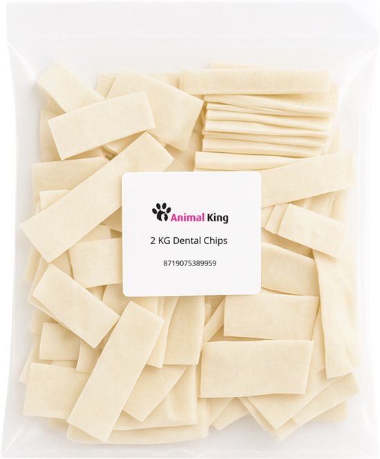 Animalking Dental Chips Hond 2 KG - Kauwstaaf Hond - Kauwbotten Hond Runderhuid - Hondensnacks