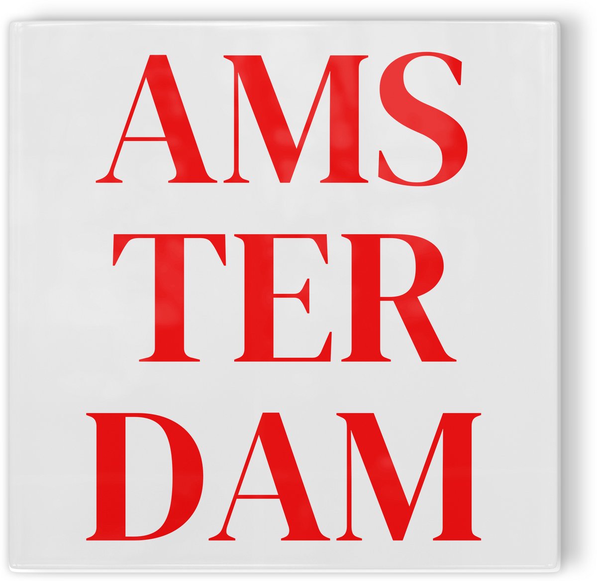 Tegeltje Amsterdam - wit rood - tegeltje stad - tegeltje met tekst