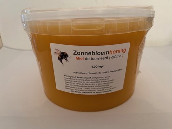 Honingland : Zonnebloemhoning, Miel de tournesol, Sunflower honey (crème) 4,00 kg