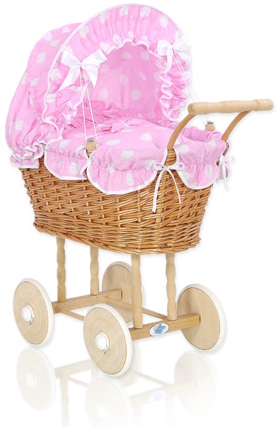 Pnolno® Poppenwagen Trx - Hartjes Van Hout Met Beddengoed, Made N Europe Beige
