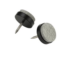 24x Premium Stoelpoot Viltjes met Spijker – Rond – Zwart/Grijs – Antikras Meubelbeschermers voor Stoelen, Banken & Tafels