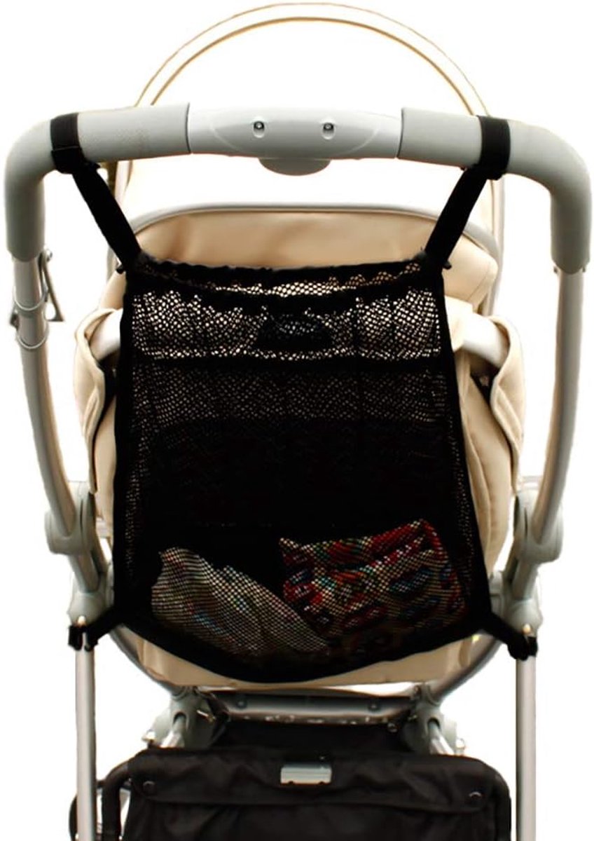 Boodschappentassen net - handig voor kinderwagens - 1 stuk - zwart