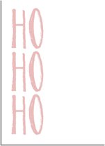 DesignClaud Kerstposter Ho ho ho - Kerstdecoratie Roze A2 + Fotolijst zwart