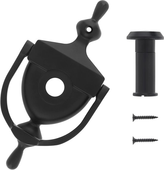 Heurtoir de porte et judas - noir mat - hauteur 6 pouces