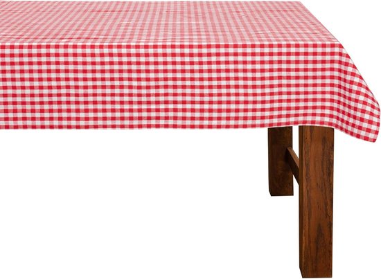 Foto: Tafelkleed geruit 130 x 220 cm rood wit 100 katoen