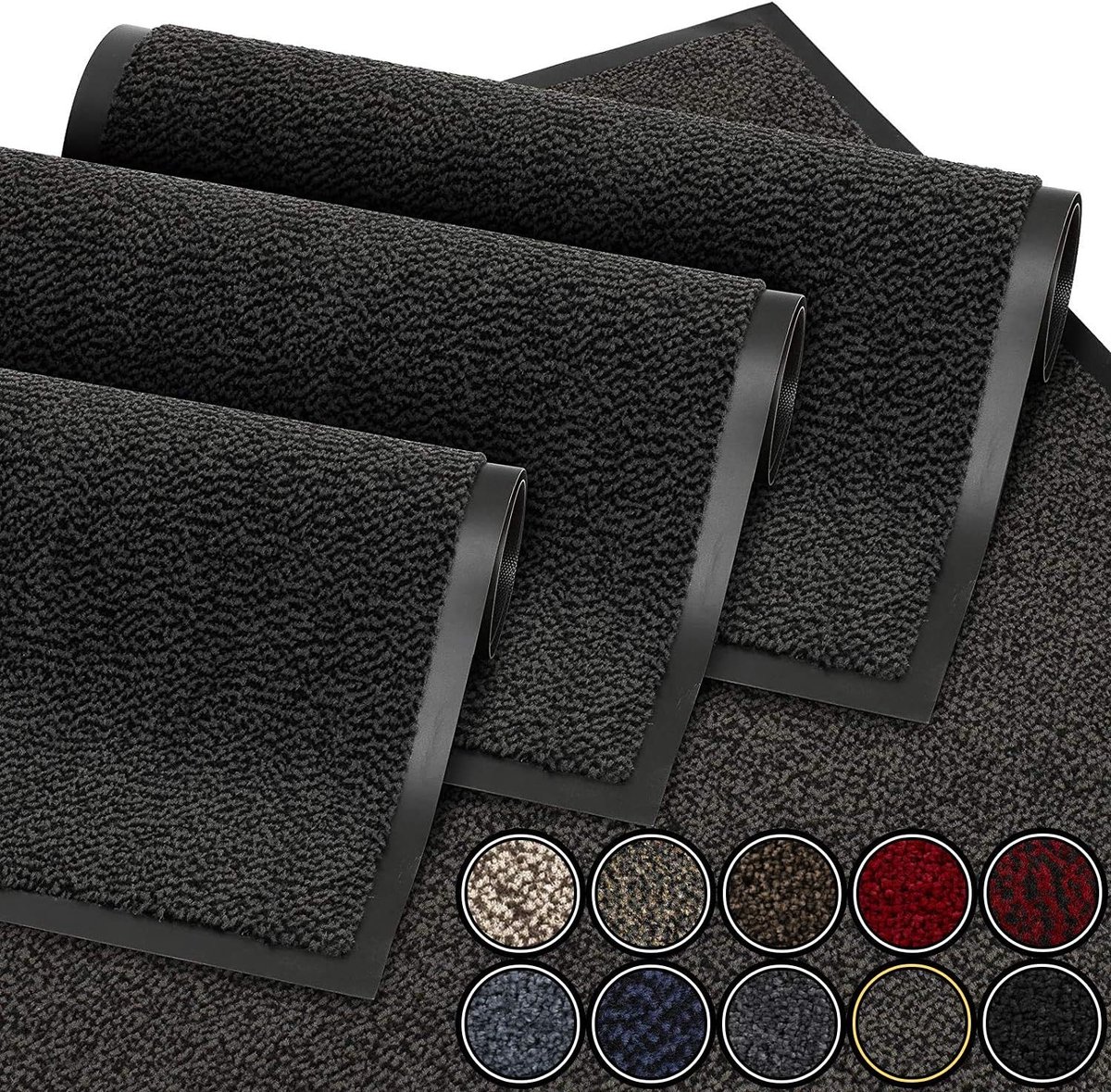 Famanu Deurmat Zwart antraciet 60x90 cm | entree deurmat waterdicht wasbaar slijtvast vuilvanger | Antislip deurmat voor vuilvanger voor voordeur, gang, entree, keuken, slaapkamer