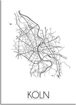 DesignClaud Keulen Köln Plattegrond poster A4 + Fotolijst zwart
