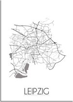 DesignClaud Leipzig Plattegrond poster A3 + Fotolijst wit