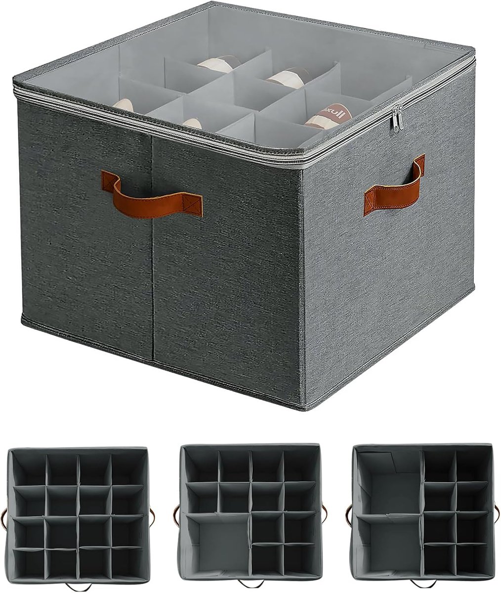 Schoenenorganizer - opbergtas met 16 vakken - grijs