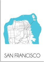 DesignClaud San Francisco Plattegrond poster A3 + Fotolijst zwart