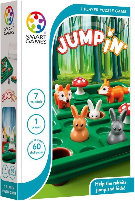 SmartGames Jump In' - Logisch Denkspel - 60 Educatieve Springuitdagingen - Compact Reisspel & Solospel - Vanaf 7 Jaar