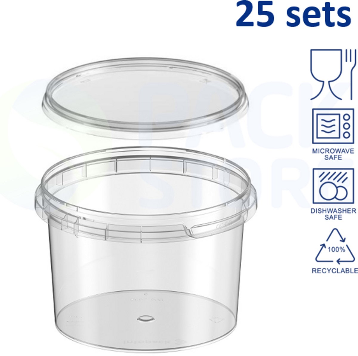 25 x plastic bakjes met deksel 290 ml - ø9,5 cm - vershoudbakjes - meal prep bakjes - transparant - geschikt voor diepvries, magnetron en vaatwasser - Nederlandse producent