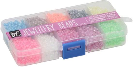 Foto: Creative craft group sieraden kralen in opbergbak 10 kleuren