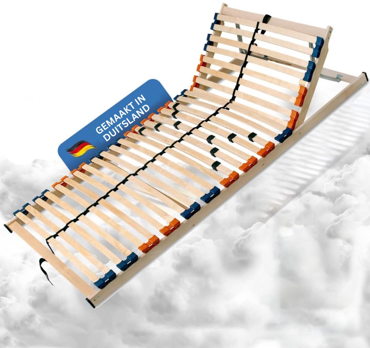 Coemo 7-zone Lattenrost MULTIRA - Houten Lattenbodem met Verstelbaar Hoofdeinde, 5-Voudige Hardheidsverstelling, 28 Flexibele Latten en Geschikt voor Alle Matrassen, 90x200 cm, voordelige kit