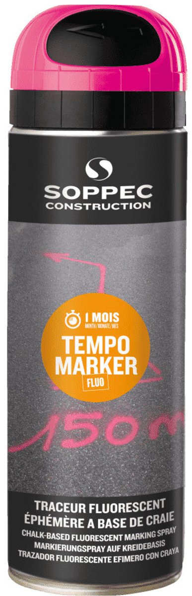 Soppec Tempo Marker tijdelijke markeerverf, roze, 500 ml
