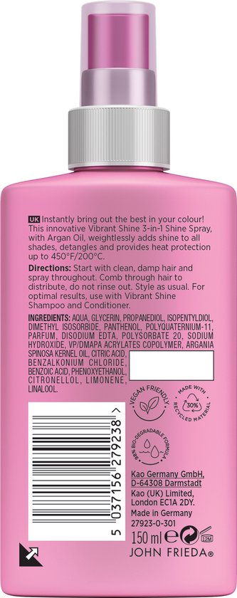 John Frieda Vibrant Shine Spray Shine 3 en 1 150 ML